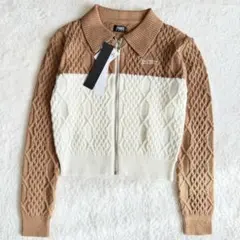 新品 ✨ PAMEO POSE School Cardigan ニット 茶白 F