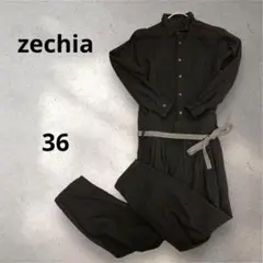 zechia ゼチア オールインワン サロペット パンツ つなぎ 黒 36
