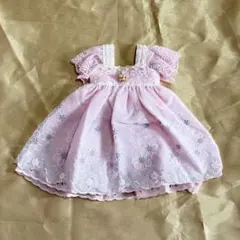 【作家様作】アニメータードール用 ハンドメイド ピンク刺繍ドレス レース フリル