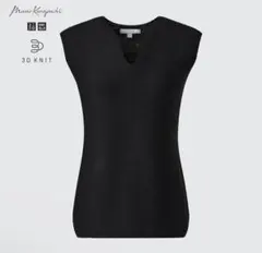 【UNIQLO】3Dノースリーブセーター ブラック S