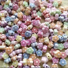 No.201アクリルビーズ　花　クラフト【100グラム】約800個