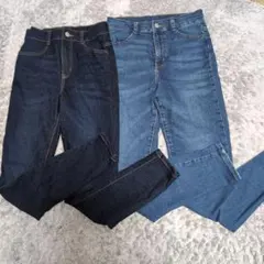 GU キッズデニムスリムパンツ姉妹コーデ150,160セット