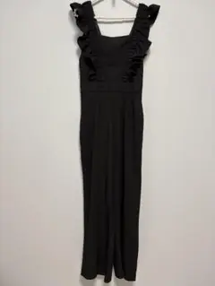 GRL ブラック フリル付きオールインワン
