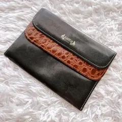 EMILE collection 長財布 ブラック クロコ型押し バイカラー