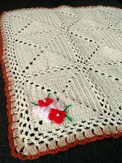 手編みのブランケット　36　（ひざ掛け、肩掛け、マルチカバー、敷物）ハンドメイド