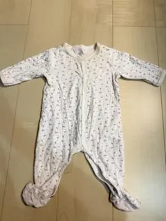 プチバトー　ロンパース　6M 67cm 花柄コットンロンパース　足付き