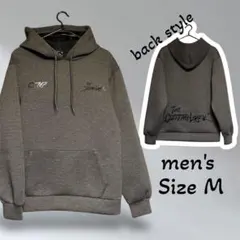 グレー Mサイズ パーカー ロゴ入り フロントポケット.フード付き.トレーナー