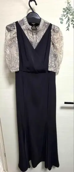 結婚式　ドレス　お呼ばれ　パーティー　レース　ロングドレス　ワンピース　ブラック