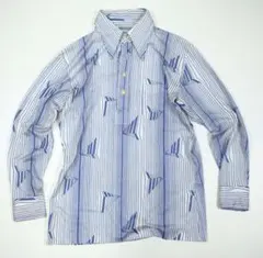 1970s ビンテージ　ポロシャツ　総柄　デザイン　幾何学模様　ストライプ