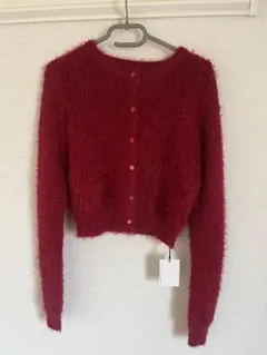 赤色 Mサイズ ボタン付きカーディガン