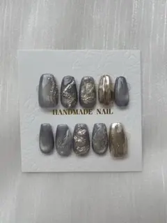 現品 ネイルチップ マグネット パープル ゴールド ニュアンス ゴールドミラー