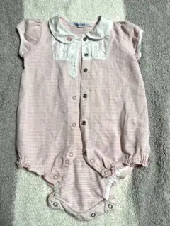 familiar 赤と白のチェック柄 襟付きロンパース　60cm