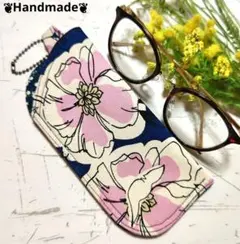 メガネケース ❦ Dainty flower❦ネイビー❦ディントリーフラワー❦