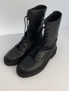 BEAUTY&YOUTHレザー ミドルカット レースアップブーツ 黒