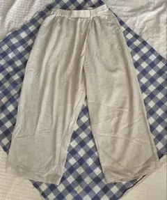 サンバレー　ワイドパンツ　ゴムパンツ　コットンリネン　ナチュラル系　ダボパン