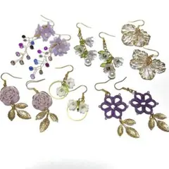 お花畑ピアス　ハンドメイド　6点セット