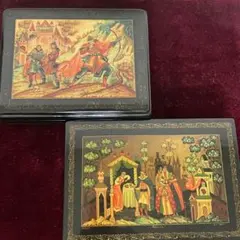 フランスアンティークボードゲーム nainjaune フランス木箱 ボタン付き