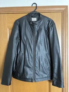 ブラックレザージャケット スタンドカラー