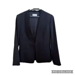 PLST ノーカラージャケット テーパードパンツ　スーツ　ブラック