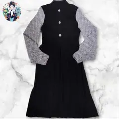 [2次会 イベント] 異素材切替 ワンピース 千鳥格子 FRENCH PAVE