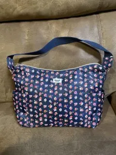ポール&ジョー　花柄ネイビーブルー　ショルダーバッグ　ハンドバッグ　ナイロン
