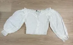 Zara ホワイト クロップドシャツ バルーンスリーブ
