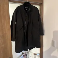黒 モッズコート フロントジッパー付き