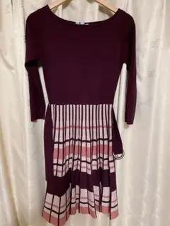 【PROPORTION】バーガンディ ストライプ ワンピース