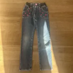 ハート刺繍ダークデニムパンツ