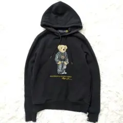 現行 QRタグ✨ポロラルフローレン ポロベア フリース フーディ 黒