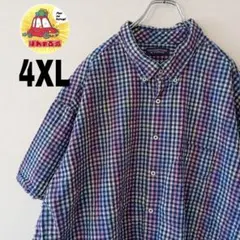 USA古着 Roundtree＆yorke 半袖ボタンシャツ 4XL 虹色