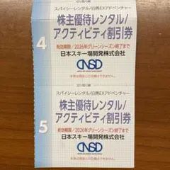 日本スキー場開発　株主優待　レンタル／アクティビティ割引券２枚セット