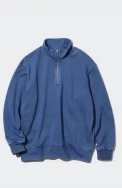 ユニクロ インディゴスウェットハーフジップ プルオーバー メンズ ブルー L