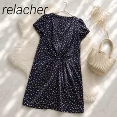 A281 relacher ワンピース ネイビー ツイストデザイン 半袖 ひざ丈のサムネイル