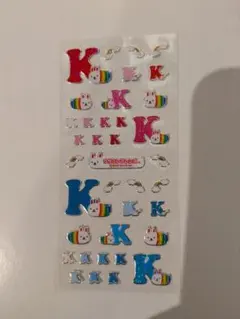 平成レトロシール ウサコレフレンズ イニシャルシール ラメ K レインボー虹