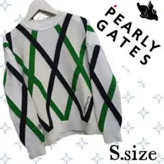 i13〚PEARLY GATES〛ゴルフジオメトリックニットセーター Sサイズ