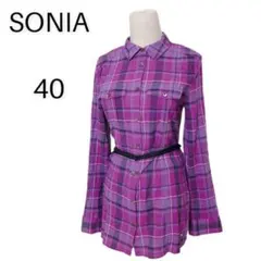 レア【美品】ソニア リキエル ロングシャツ 40 パープルチェック 277のサムネイル