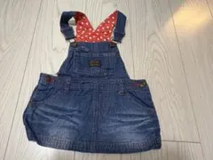 90cm 極美品 未使用 Wrangler デニムオーバーオールワンピース