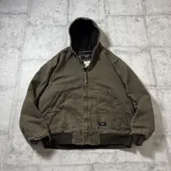 90s アクティブジャケットダックフルジップパーカーWallsオリーブ短丈古着のサムネイル