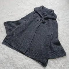 美品　アンタイトル　ケープコート　カーディガン　ウール　ダークグレー　Mサイズ