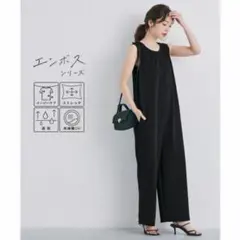 coca エンボスノースリーブオールインワンLブラックのサムネイル