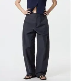 UNIQLO ジャージーバレルレッグパンツ S ネイビー