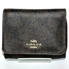 0257 COACH シグネチャー 三つ折り ミニ財布 レザー ブラウン