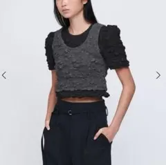 極美品 AEWEN MATOPH ポリエステル シャーリング ブラウス ホワイト