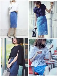 【新品】処分予定！GU、レースタイトスカート、ブルー