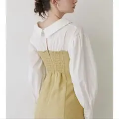 LAGUNAMOON ✨ラグナムーン シャツドッキングワンピース イエロー M