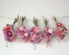 大大　ピンクたっぷりドライフラワースワッグガーランド花束ガーランド