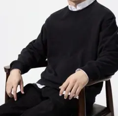 ユニクロ UNIQLO スウェットシャツ トレーナー ブラック BLACK L