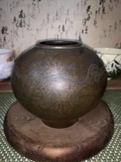 梨地時代金工花器　松竹梅象嵌　在銘　共木箱付き s*6様 梨地時代金工花器 松竹梅象嵌 在銘 共木箱付き - メルカリ
