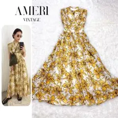 【美品】AMERI☆ADAM SLENDER DRESS☆S☆イエロー☆マキシ丈